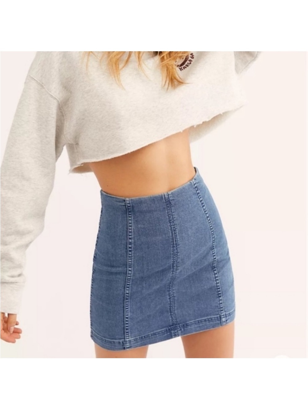 Free People Classic Blue Denim Mini Skirt